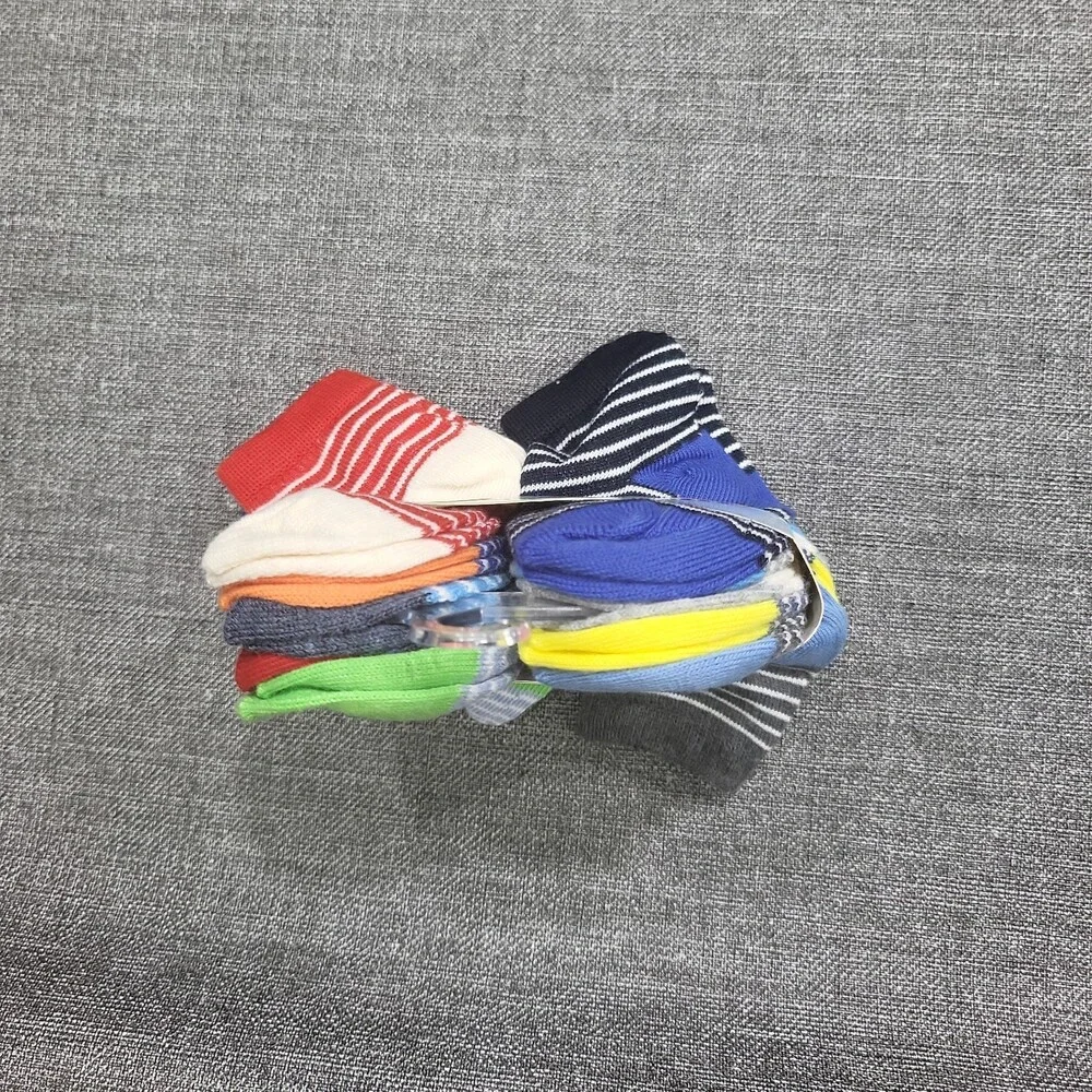 Cat & Jack Boys' Set of 10 Lightweight Striped Ankle Socks Size Small 5.5-8.5
